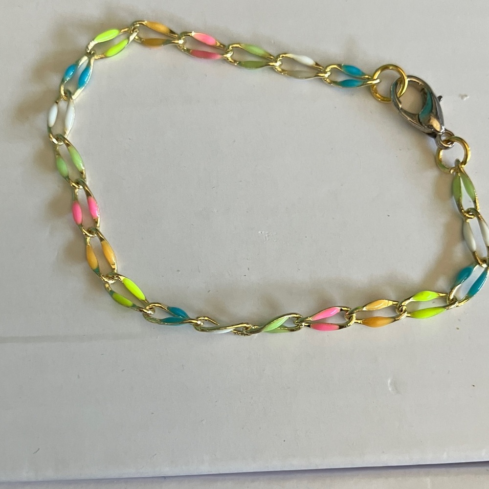 Handmade multicolor Gold Chain Bracelet